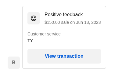 Review from customer states TY